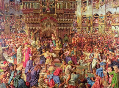 O Milagre do Fogo Sagrado, Igreja do Santo Sepulcro em Jerusalém, 1892-99 (óleo e resina sobre tela) de William Holman Hunt